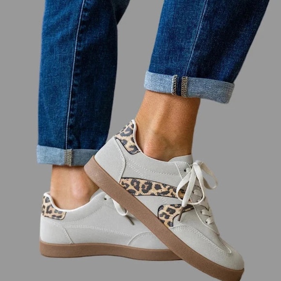 Very G Shoes - NIB Faux Suede Retro Leopard Sneakers